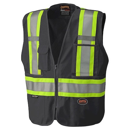 Pioneer Break Away Zip Vest, Black, Large, Polyester Mesh, Polyester Tricot, Black, Size 2XL V1021170U-L